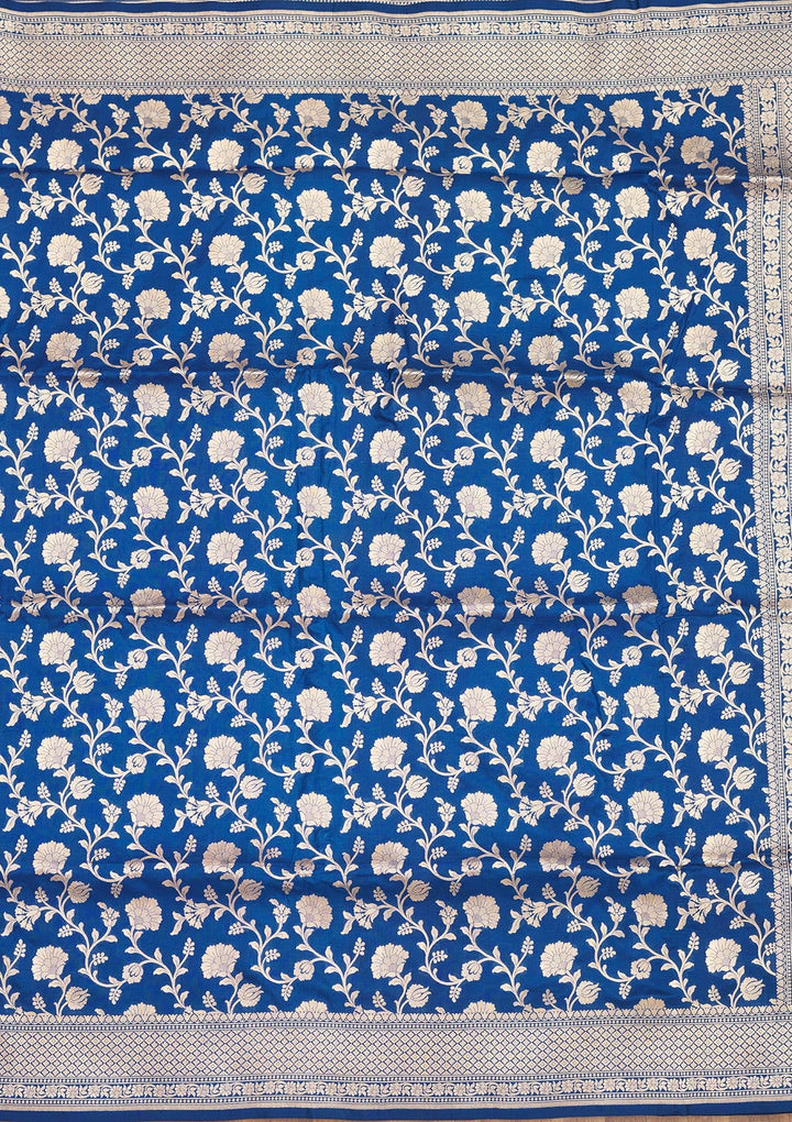 Blue Zariwork Pure Silk Saree-Koskii