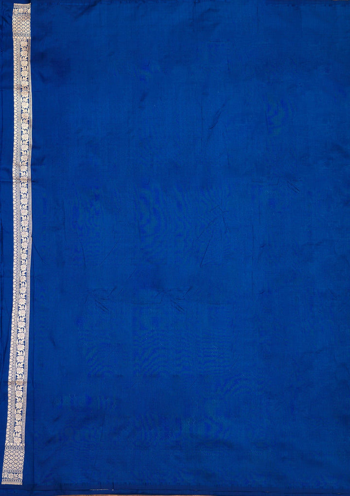 Blue Zariwork Pure Silk Saree-Koskii