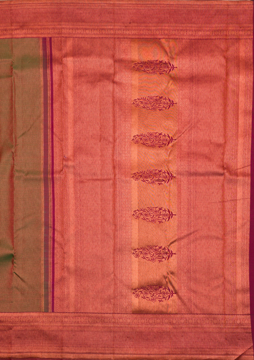 Bottle Green Zariwork Pure Silk Saree-Koskii