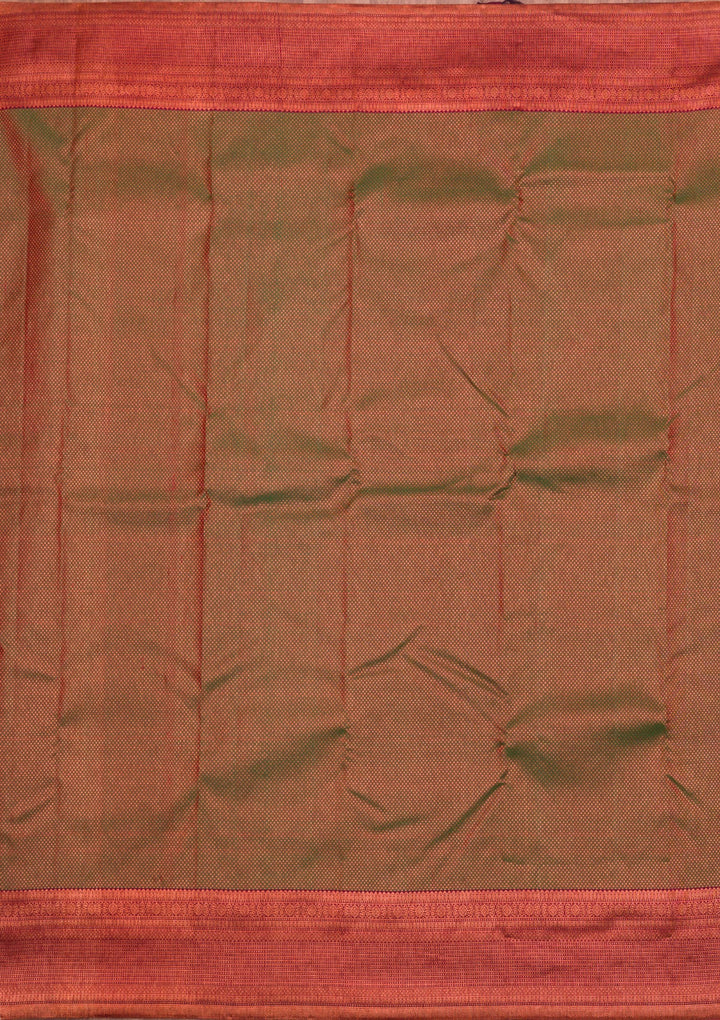 Bottle Green Zariwork Pure Silk Saree-Koskii