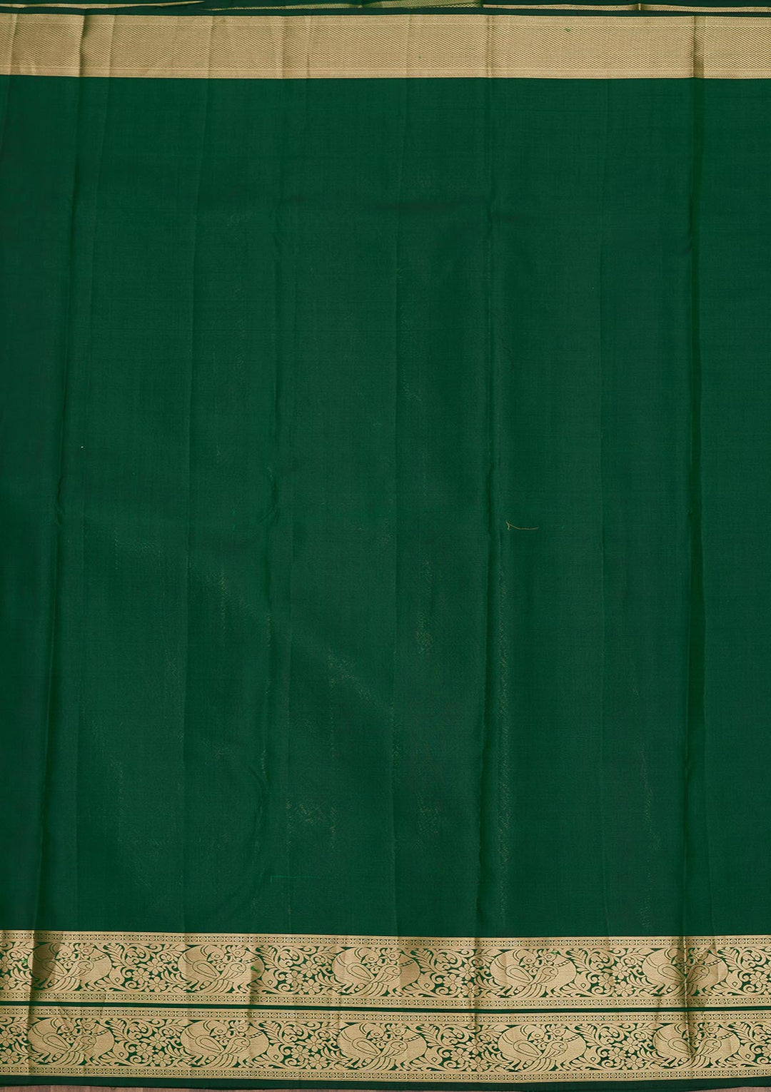 Bottle Green Zariwork Pure Silk Saree-Koskii