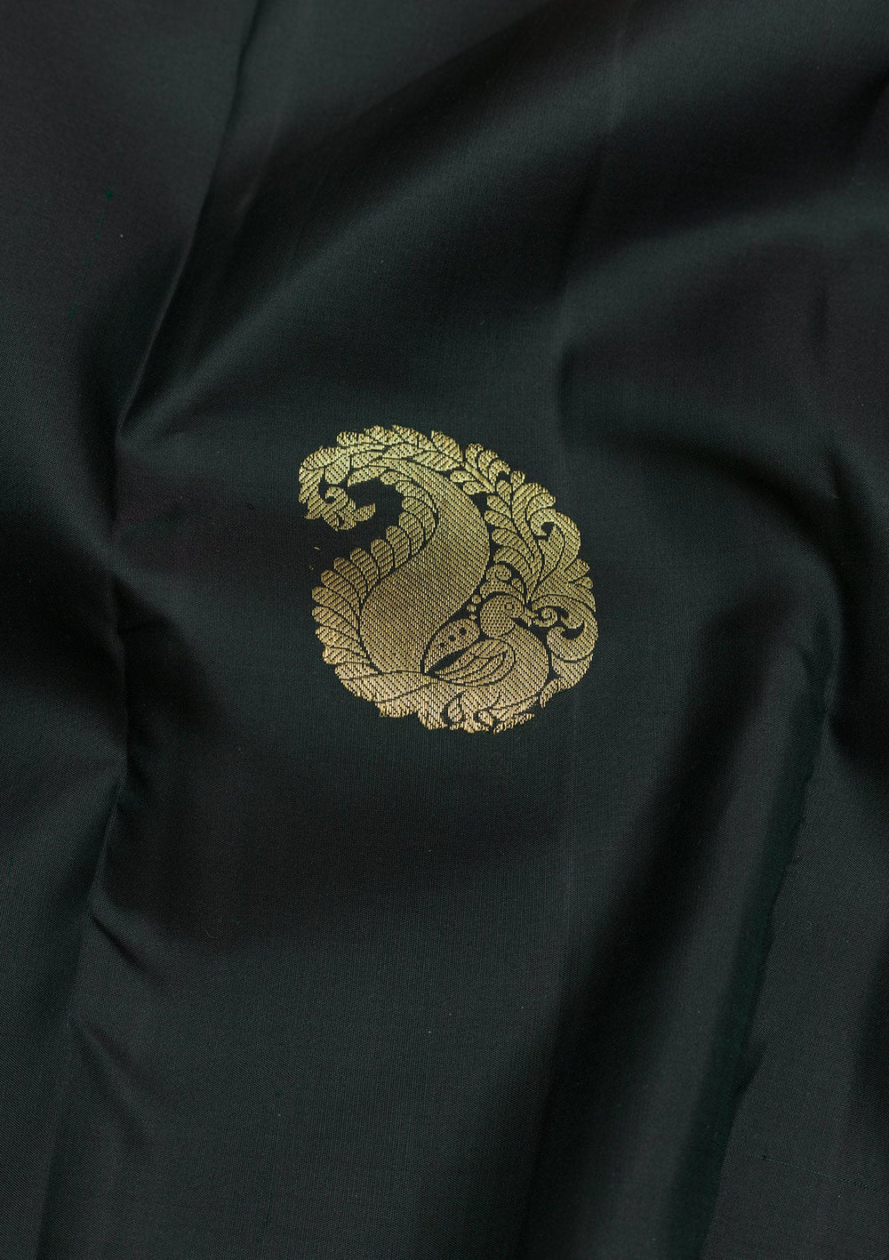 Bottle Green Zariwork Pure Silk Saree-Koskii