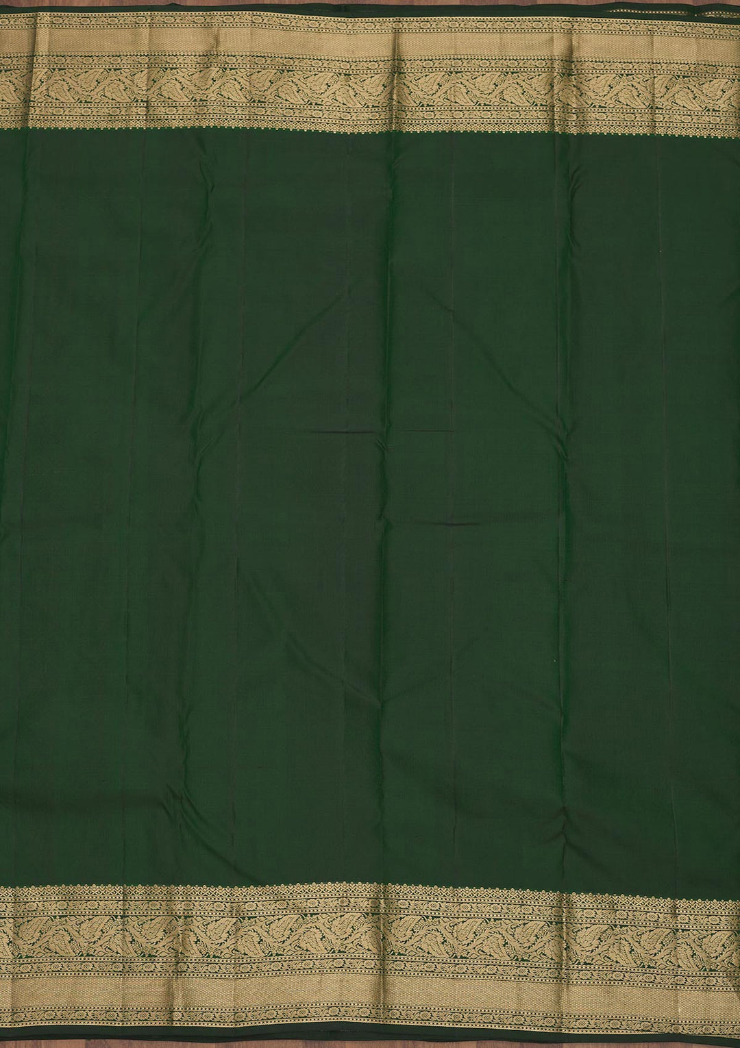 Bottle Green Zariwork Pure Silk Saree-Koskii