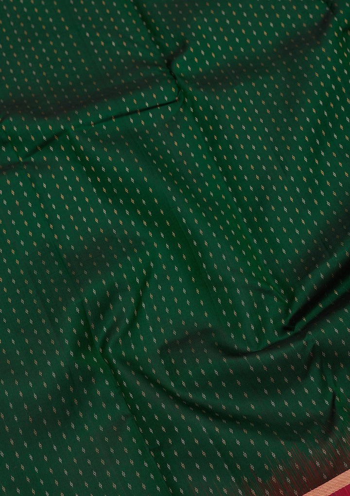 Bottle Green Zariwork Pure Silk Saree