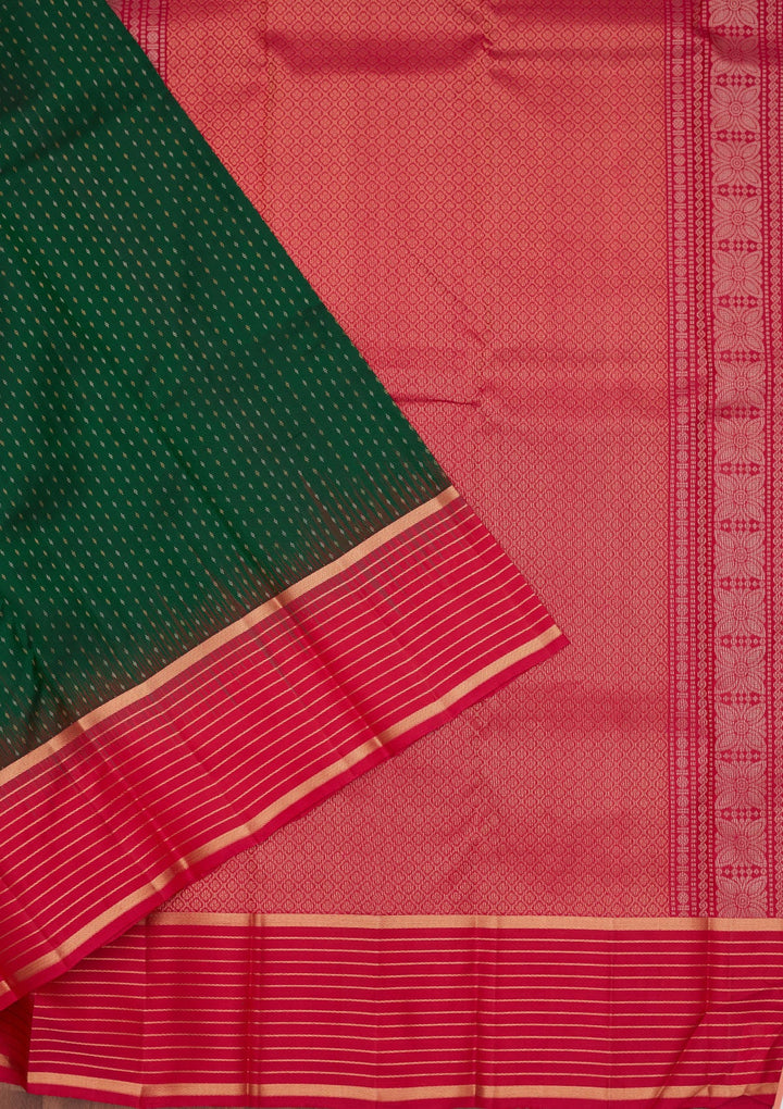 Bottle Green Zariwork Pure Silk Saree