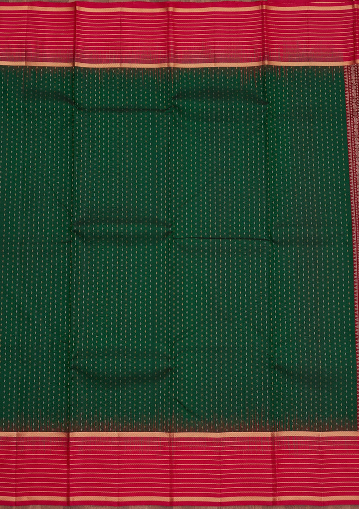 Bottle Green Zariwork Pure Silk Saree