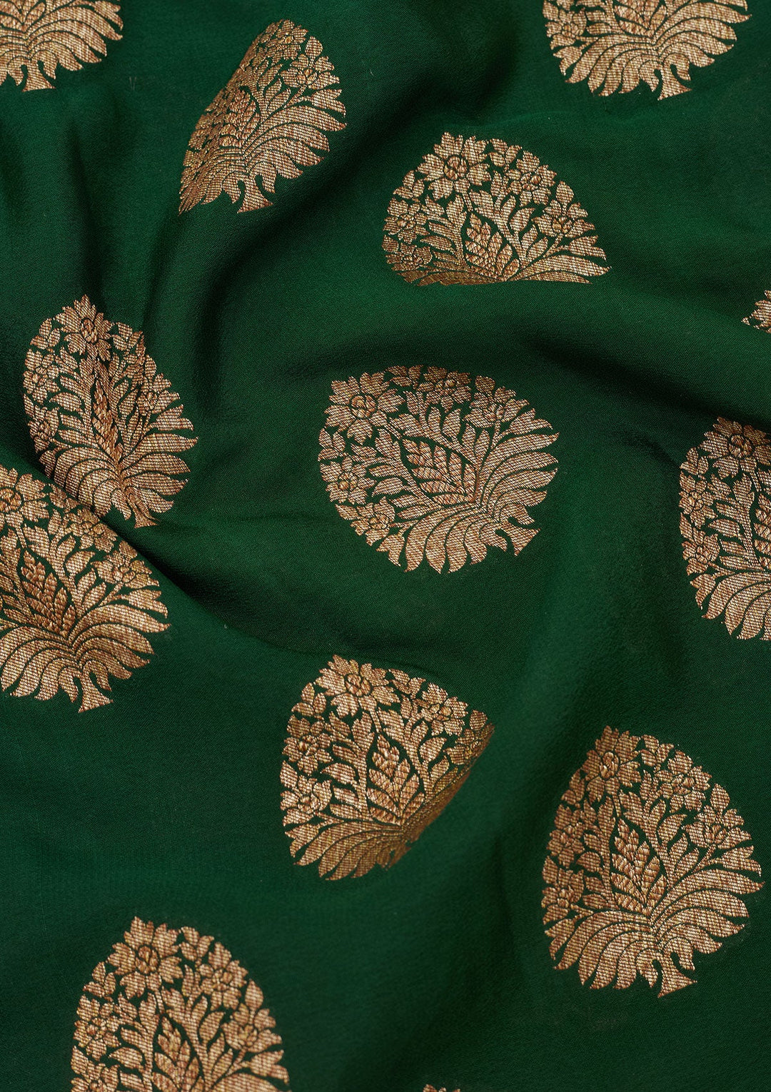 Bottle Green Zariwork Pure Silk Saree-Koskii