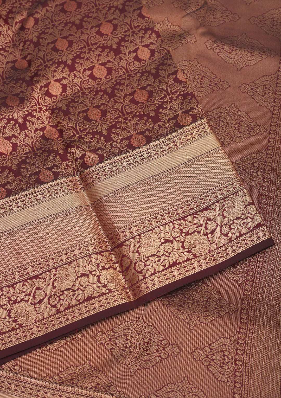 Brown Zariwork Pure Silk Saree-Koskii