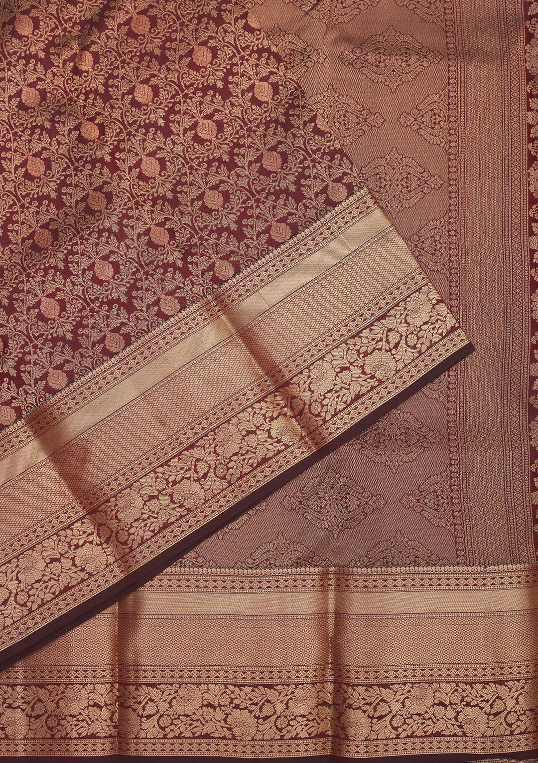 Brown Zariwork Pure Silk Saree-Koskii