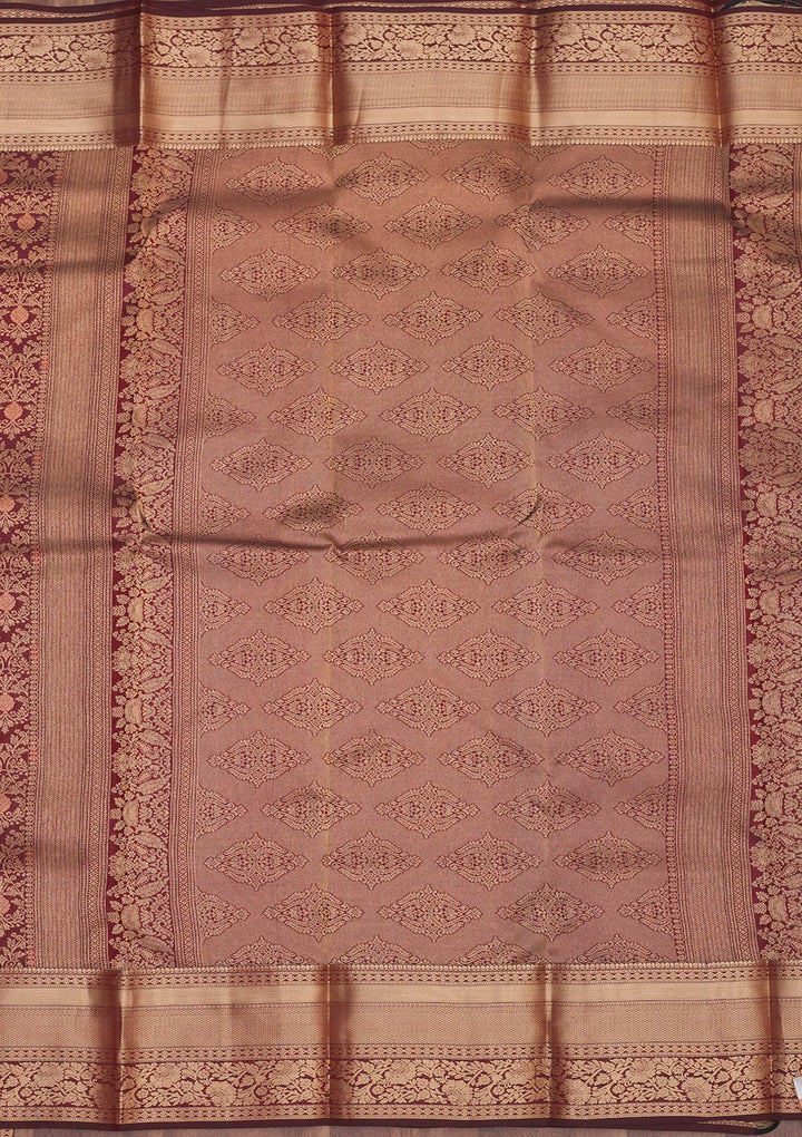 Brown Zariwork Pure Silk Saree-Koskii