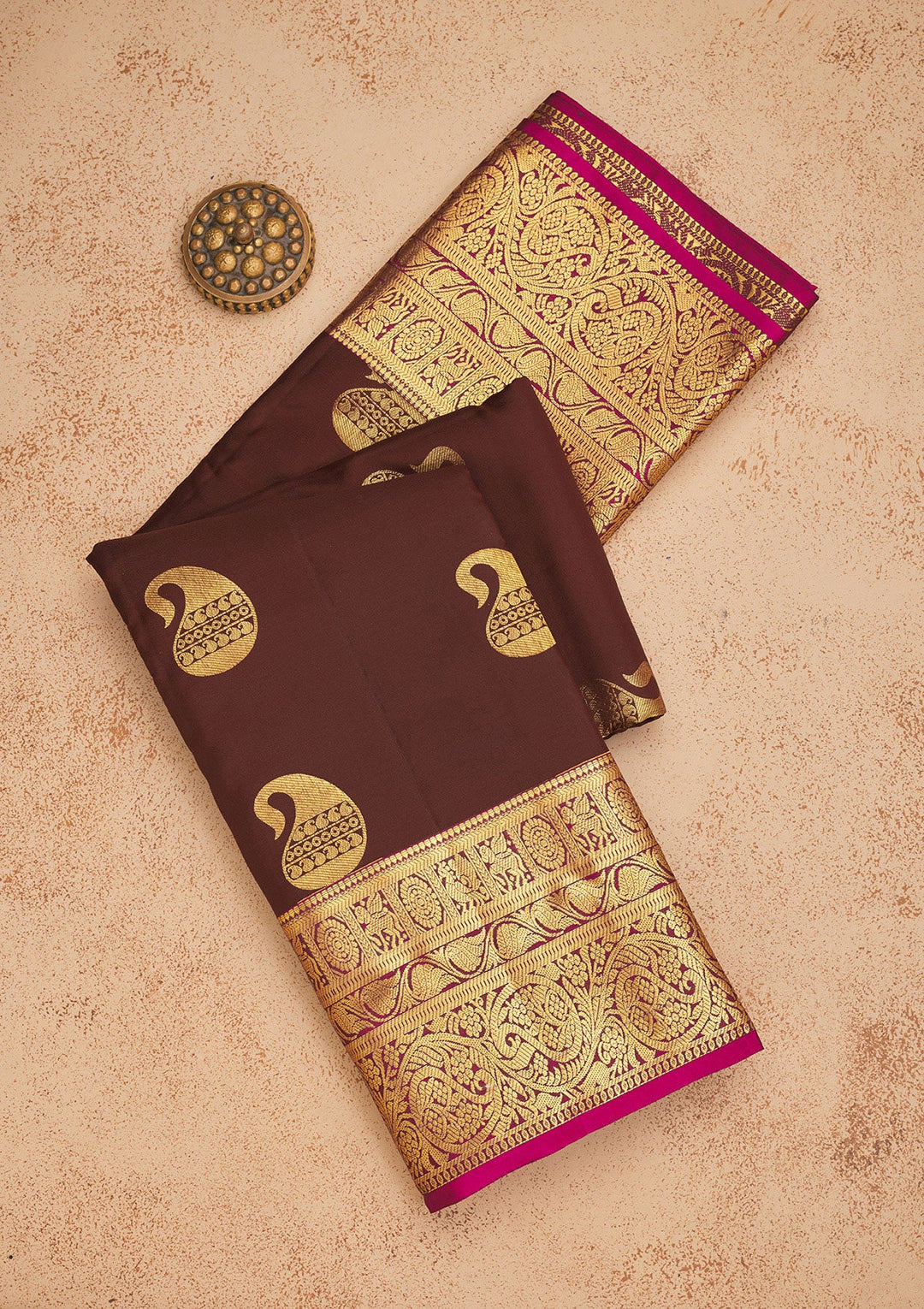 Brown Zariwork Pure Silk Saree-Koskii