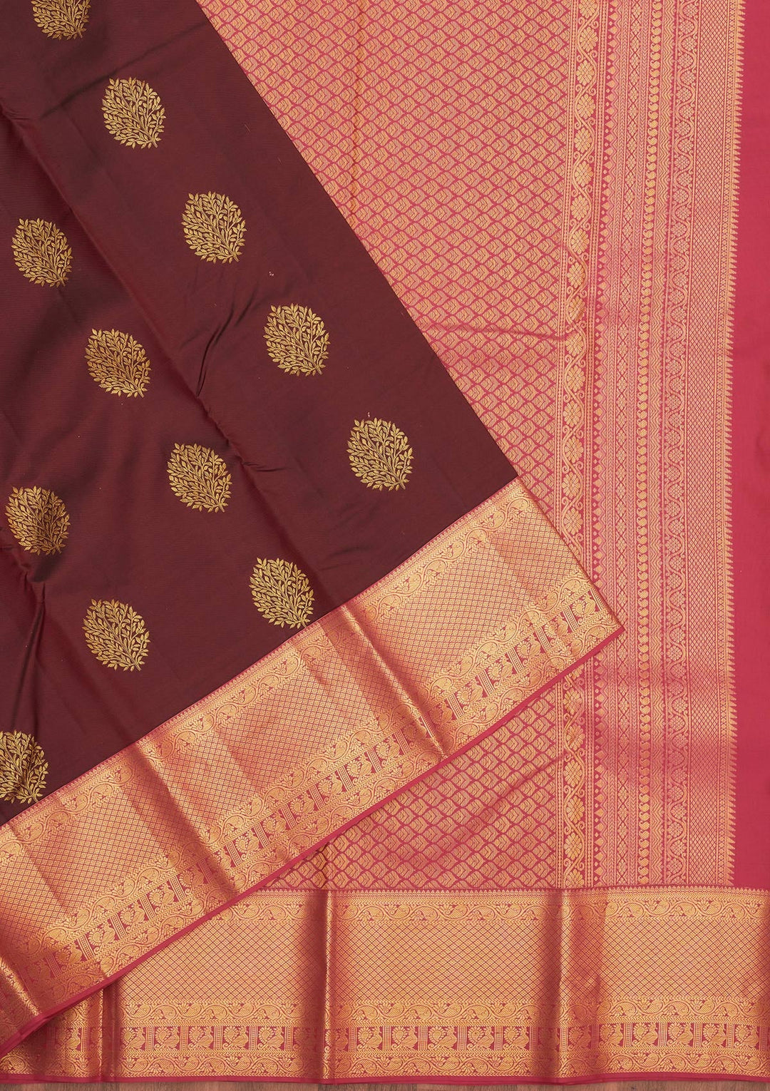 Brown Zariwork Pure Silk Saree-Koskii