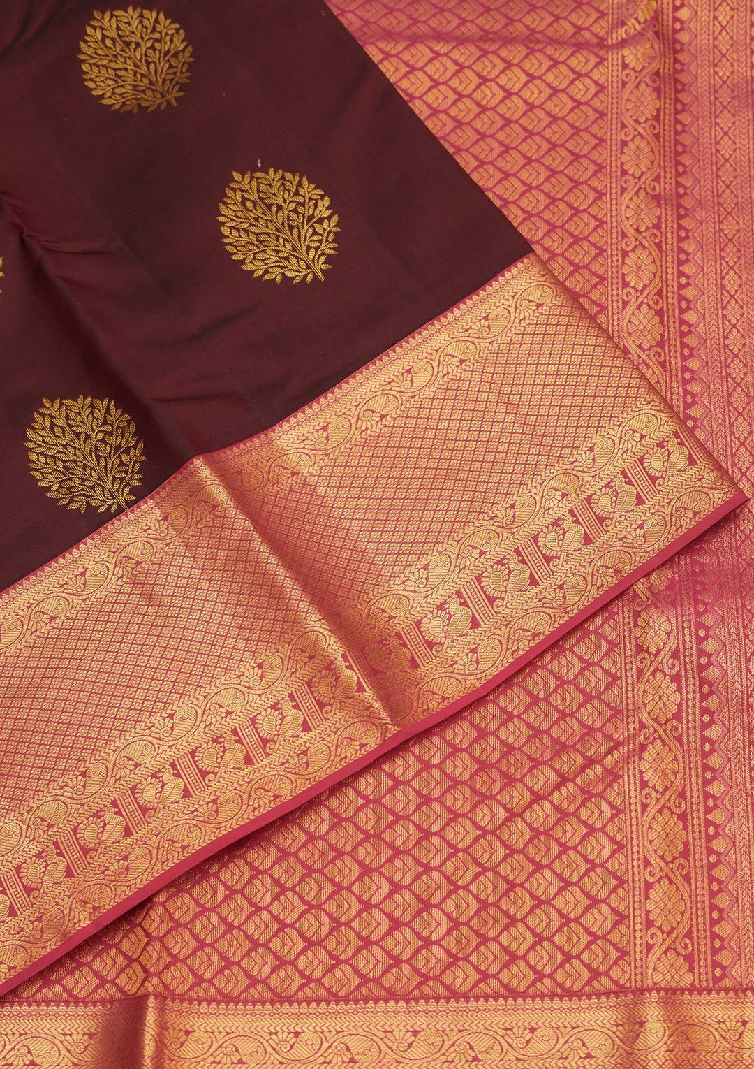 Brown Zariwork Pure Silk Saree-Koskii