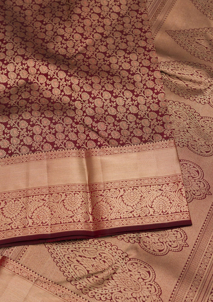Brown Zariwork Pure Silk Saree-Koskii