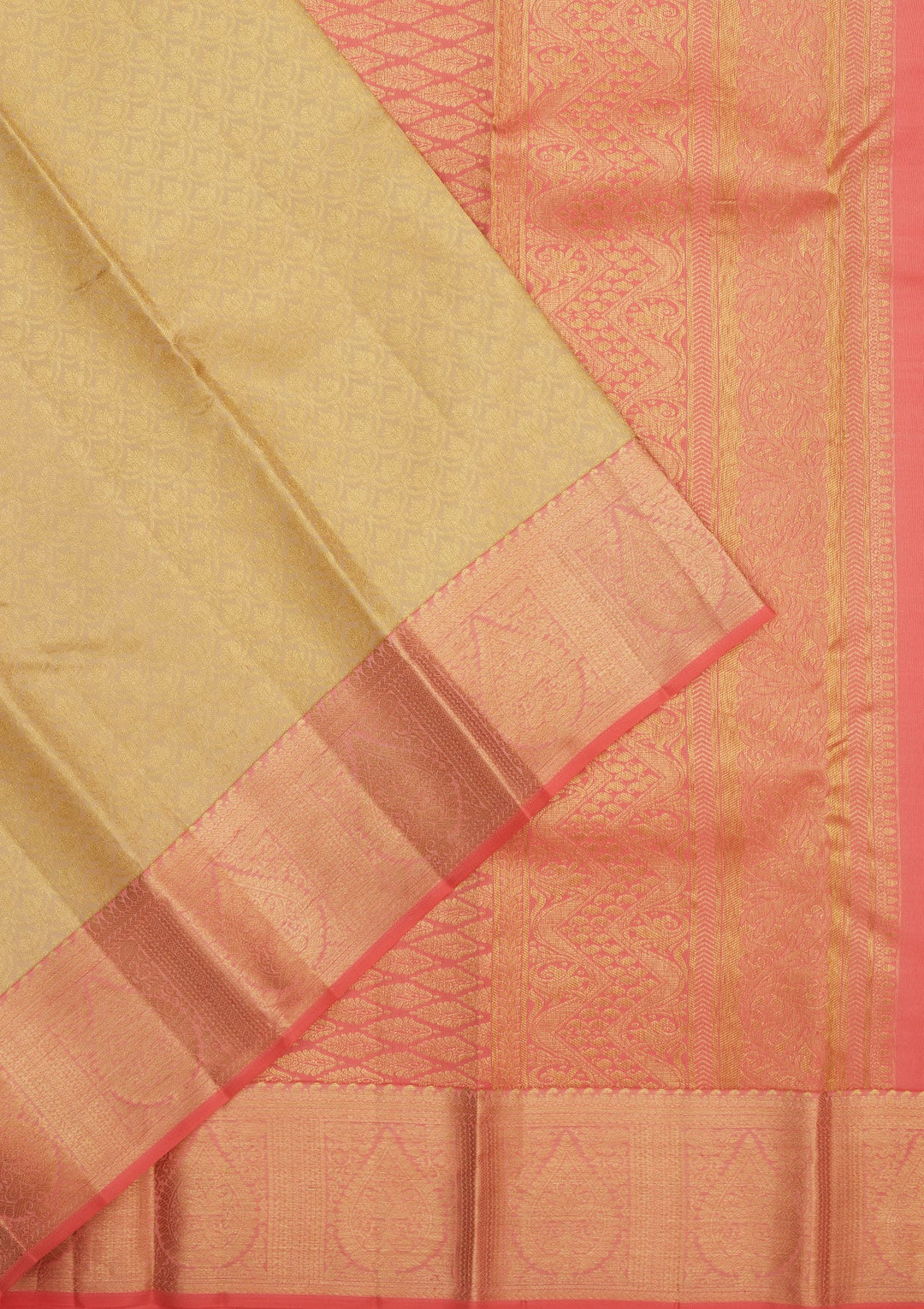 Cream Zariwork Pure Silk Saree-Koskii