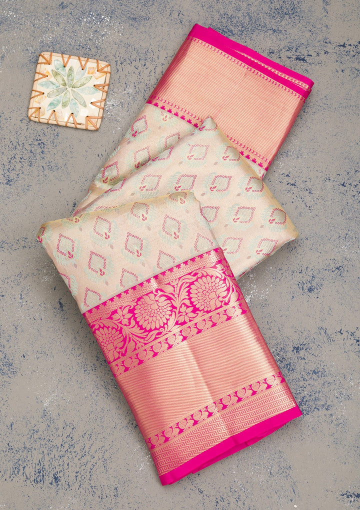 Gold Zariwork Pure Silk Saree-Koskii