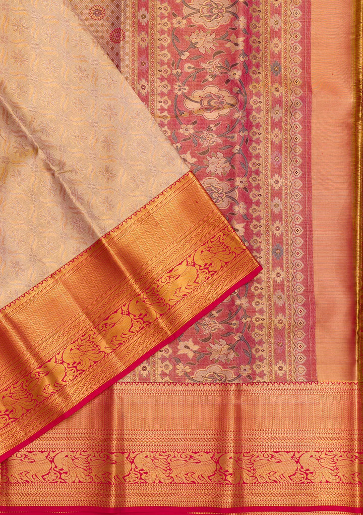 Gold Zariwork Tissue Saree-Koskii