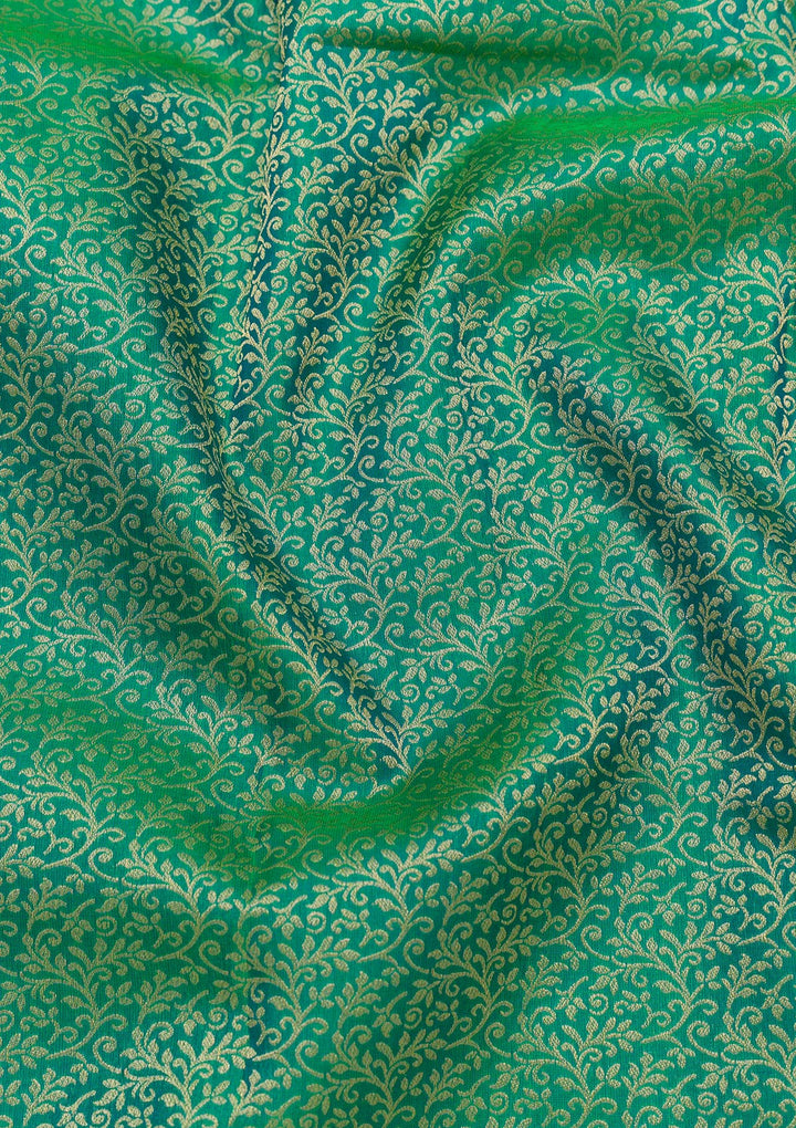 Green Zariwork Pure Silk Saree-Koskii