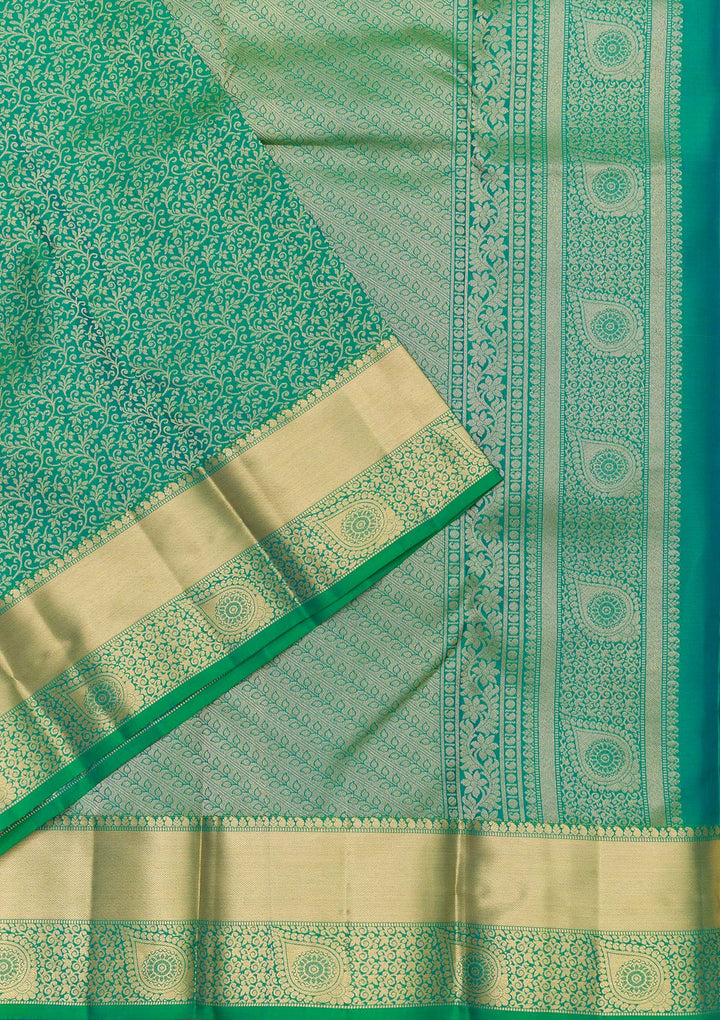 Green Zariwork Pure Silk Saree-Koskii