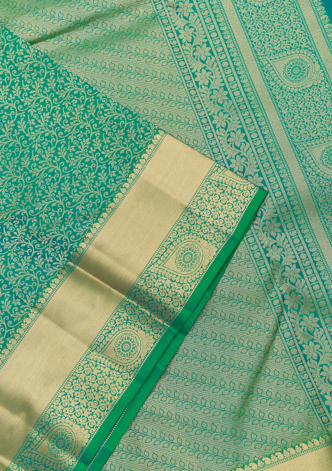 Green Zariwork Pure Silk Saree-Koskii