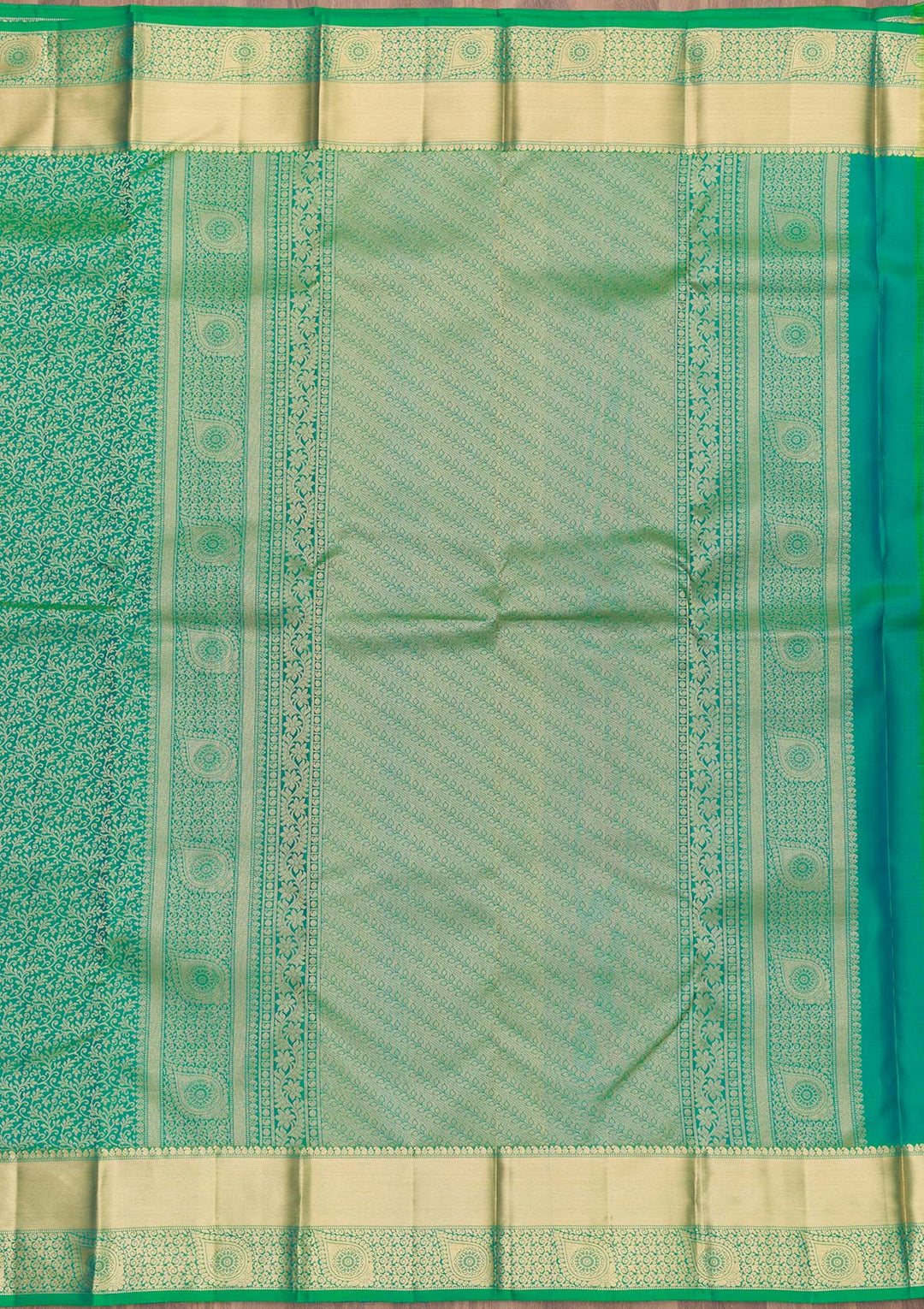 Green Zariwork Pure Silk Saree-Koskii