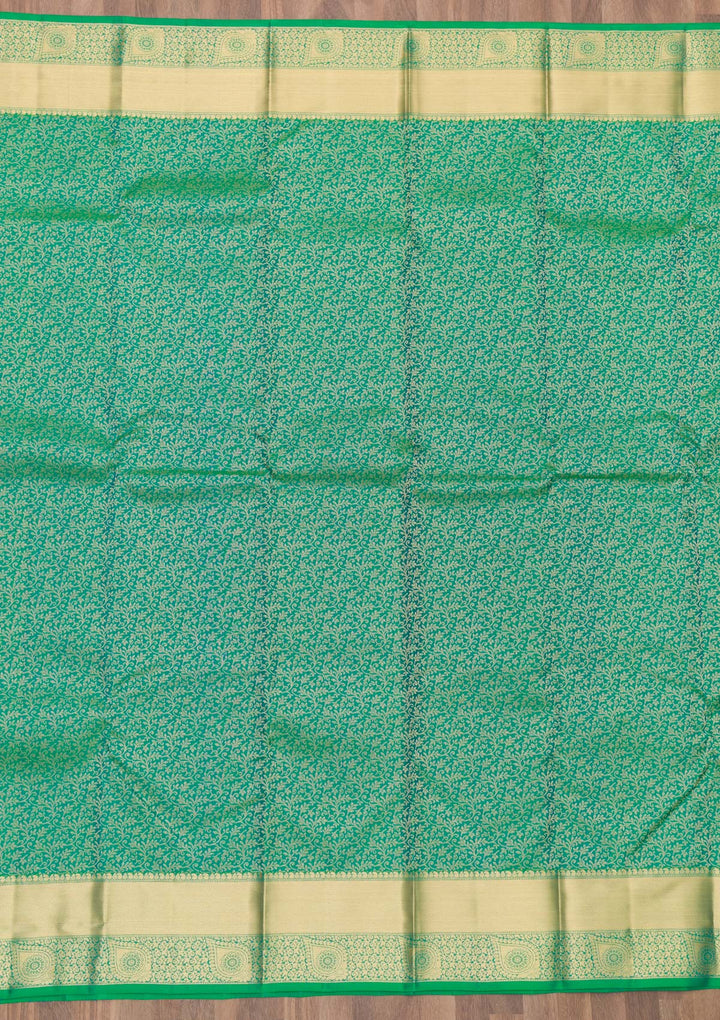 Green Zariwork Pure Silk Saree-Koskii