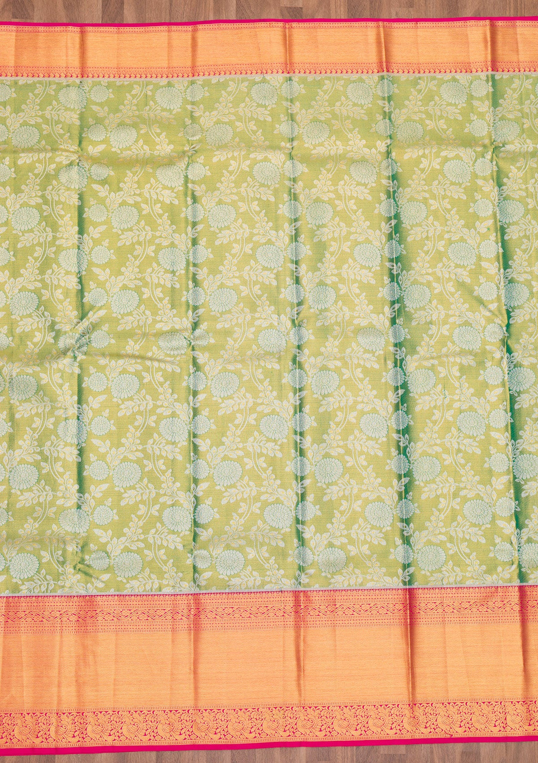 Green Zariwork Pure Silk Saree-Koskii