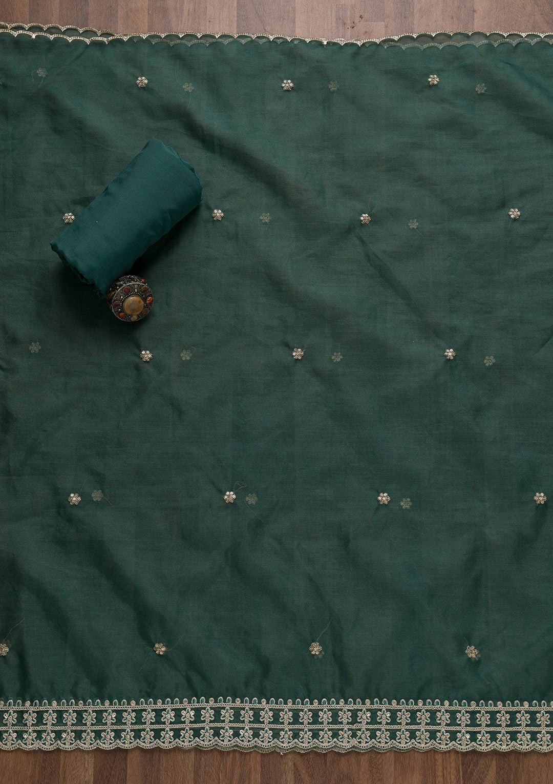 Grey Printed Tissue Unstitched Salwar Suit-Koskii