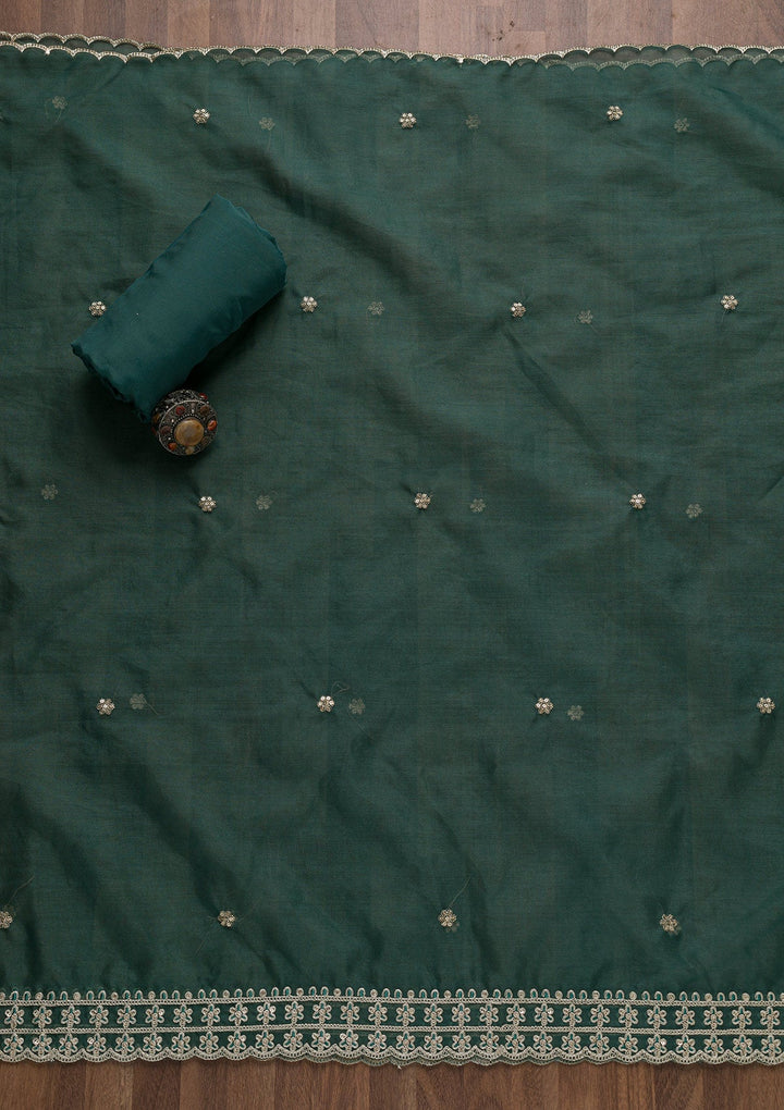 Grey Printed Tissue Unstitched Salwar Suit-Koskii