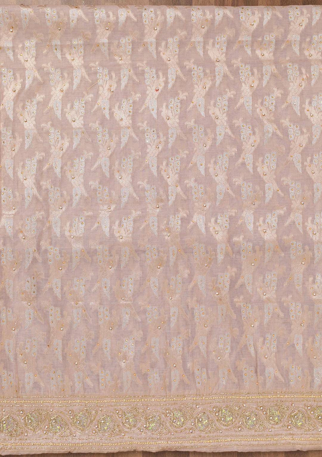 Grey Zariwork Banarasi Unstitched Salwar Suit-Koskii