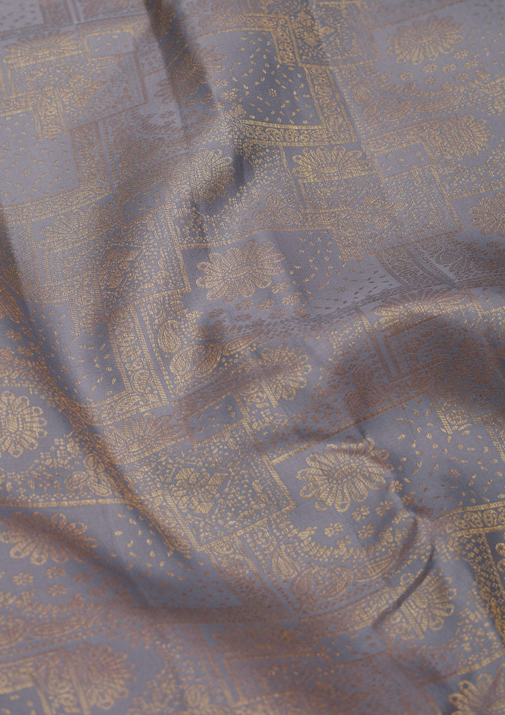 Grey Zariwork Pure Silk Saree-Koskii