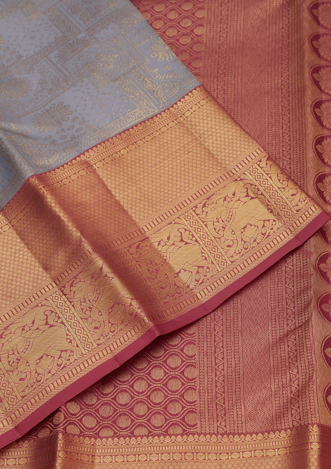 Grey Zariwork Pure Silk Saree-Koskii