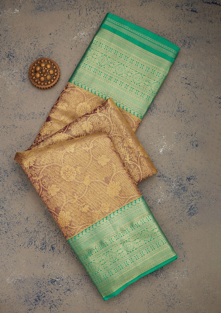 Grey Zariwork Pure Silk Saree-Koskii