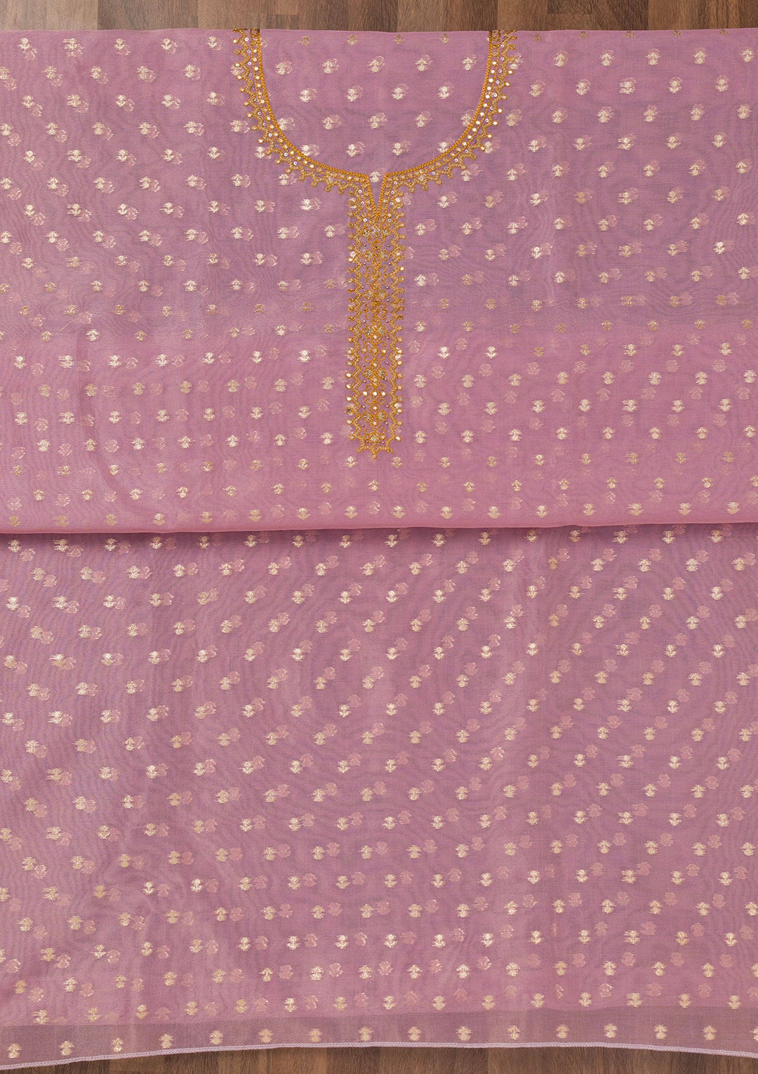 Lavender Zariwork Banarasi Unstitched Salwar Suit-Koskii