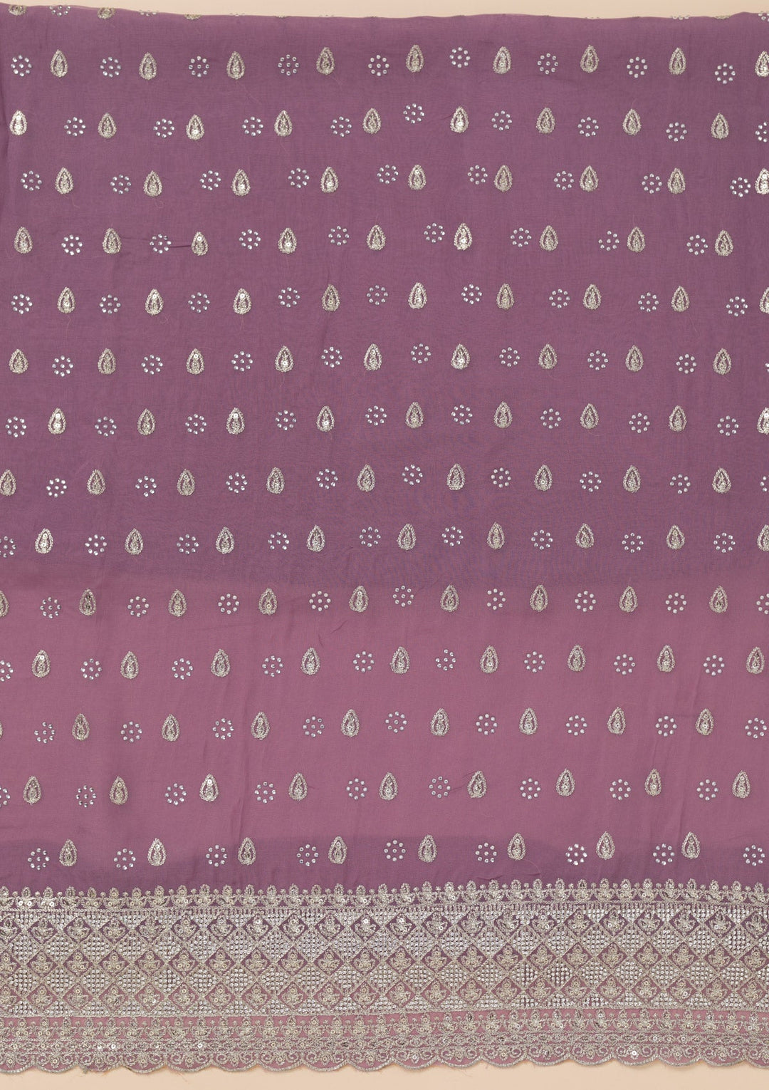 Lavender Zariwork Organza Unstitched Salwar Suit-Koskii