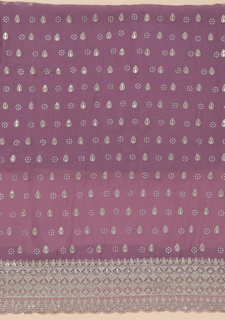 Lavender Zariwork Organza Unstitched Salwar Suit-Koskii
