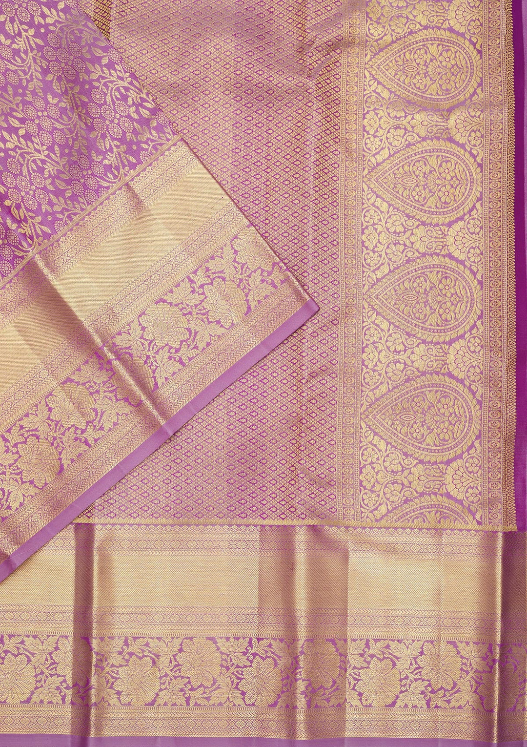 Lavender Zariwork Pure Silk Saree-Koskii