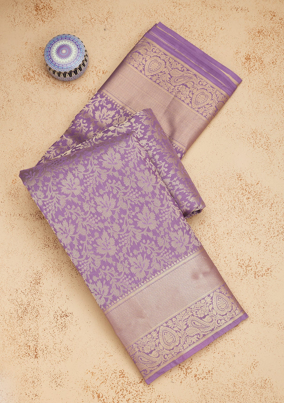 Lavender Zariwork Pure Silk Saree-Koskii