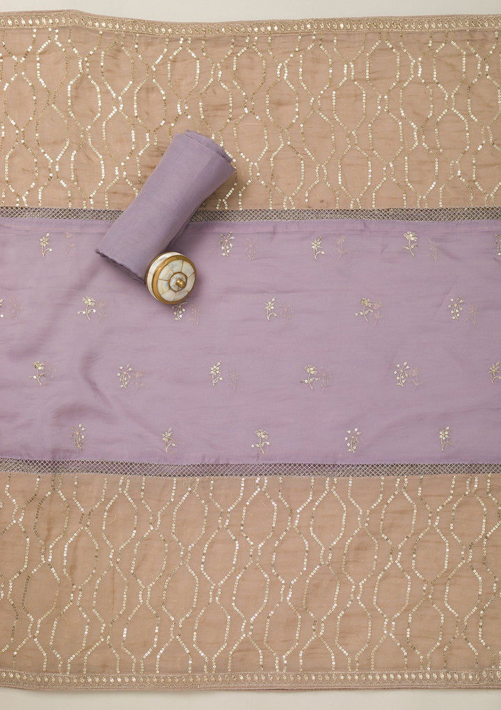 Lavender Zariwork Tissue Unstitched Salwar Suit-Koskii
