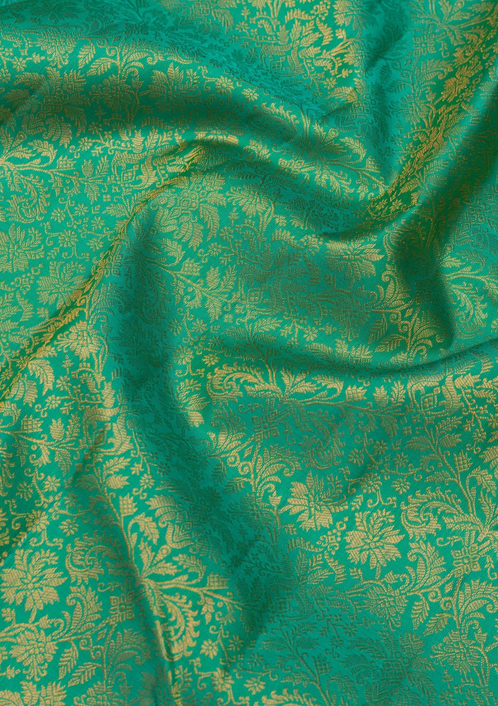 Leaf Green Zariwork Pure Silk Saree-Koskii