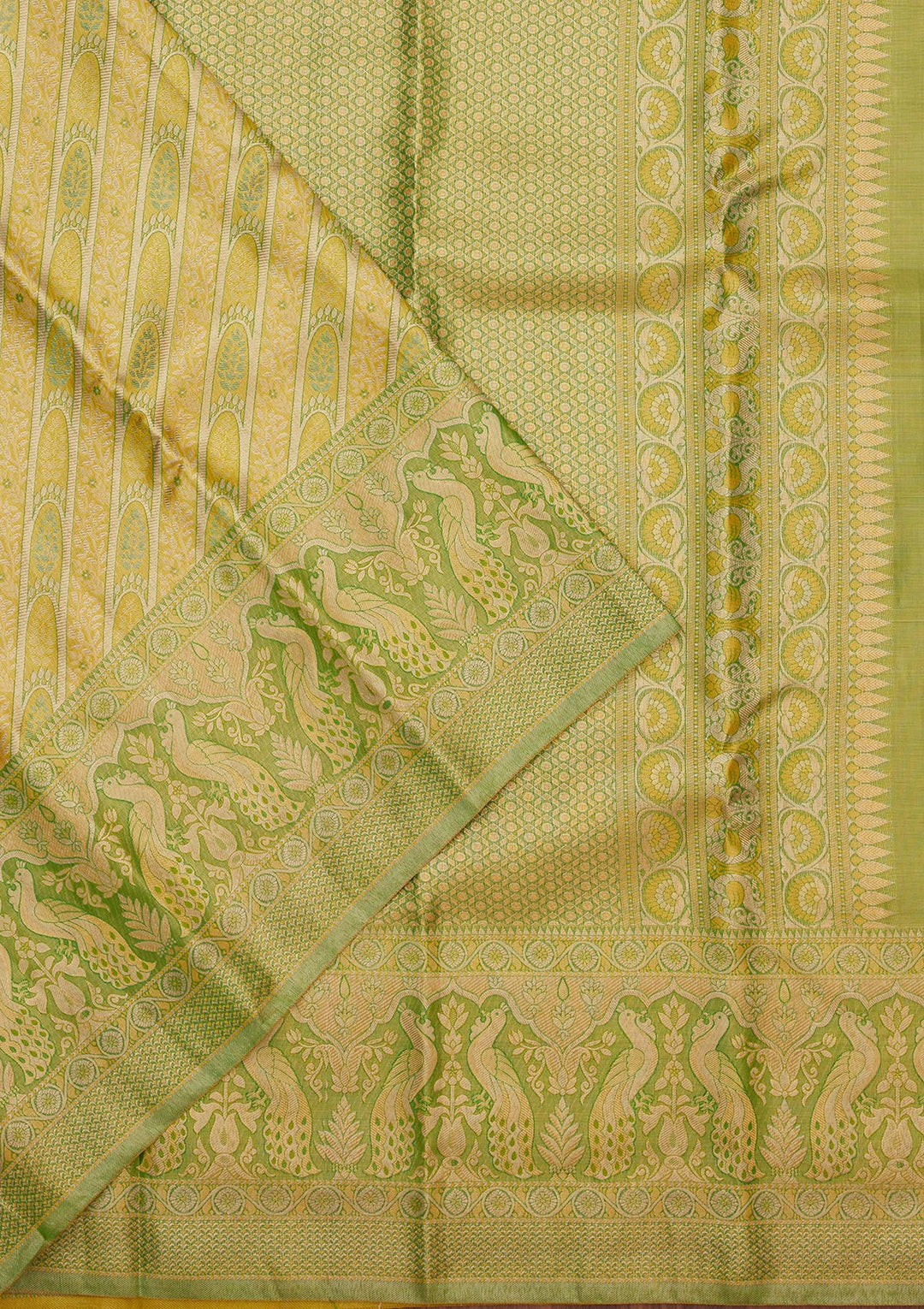Lemon Yellow Zariwork Pure Silk Saree-Koskii