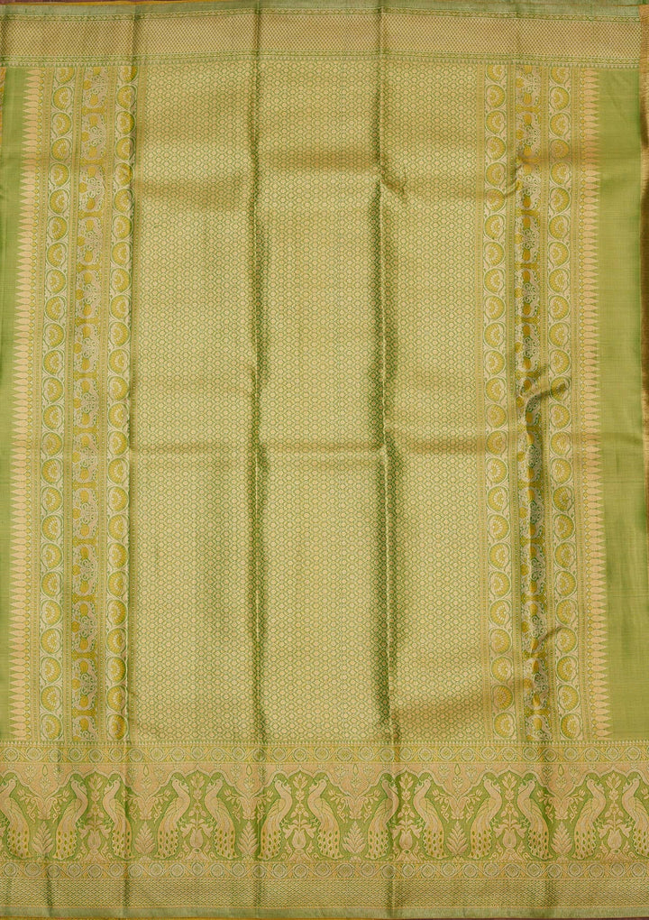 Lemon Yellow Zariwork Pure Silk Saree-Koskii