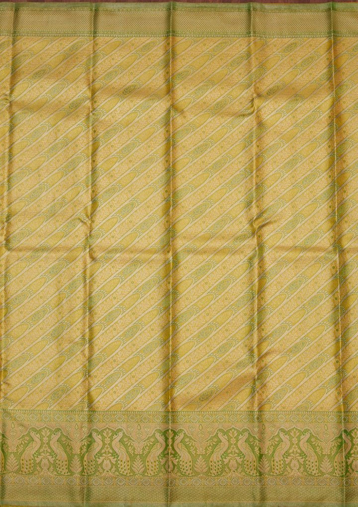 Lemon Yellow Zariwork Pure Silk Saree-Koskii
