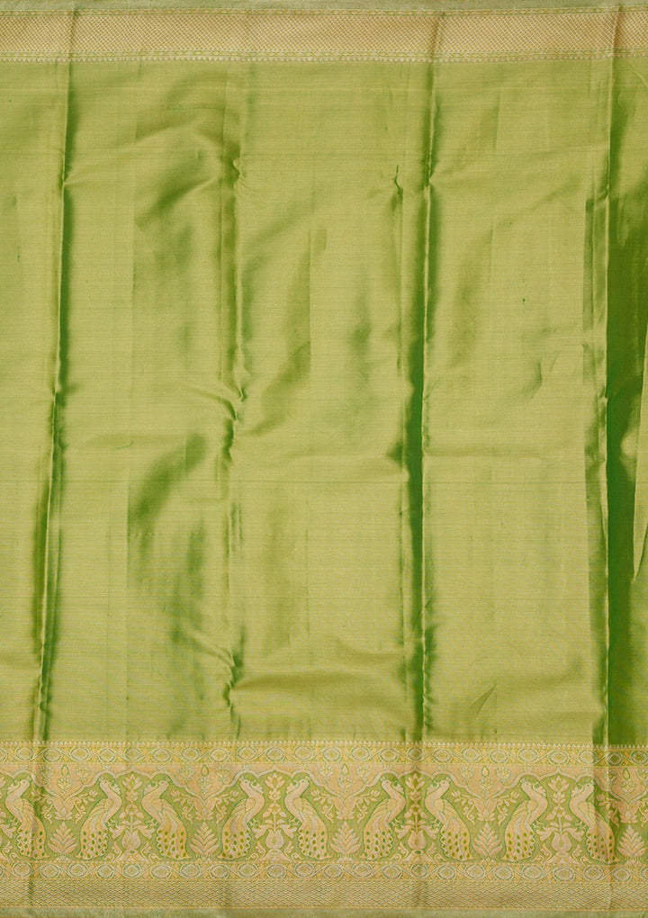 Lemon Yellow Zariwork Pure Silk Saree-Koskii