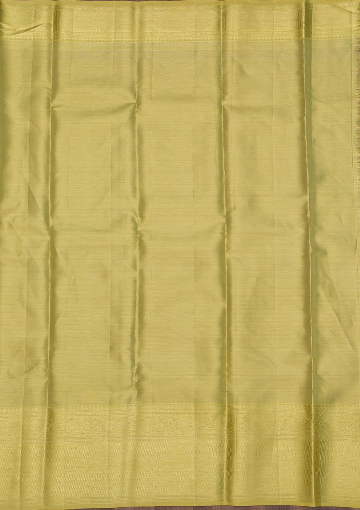 Lemon Yellow Zariwork Pure Silk Saree-Koskii