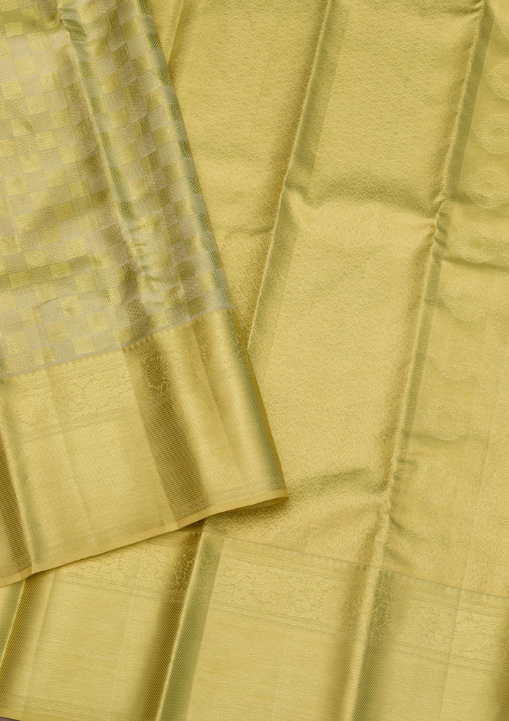 Lemon Yellow Zariwork Pure Silk Saree-Koskii