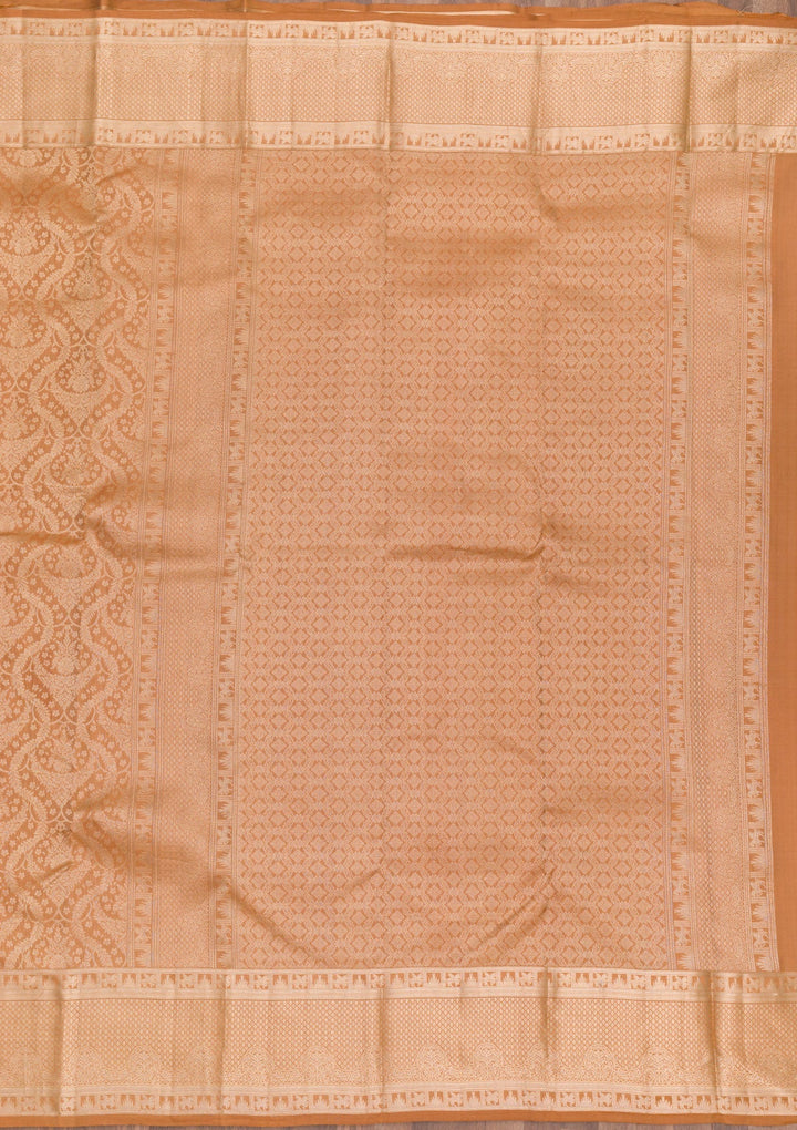 Light Brown Zariwork Pure Silk Saree-koskii