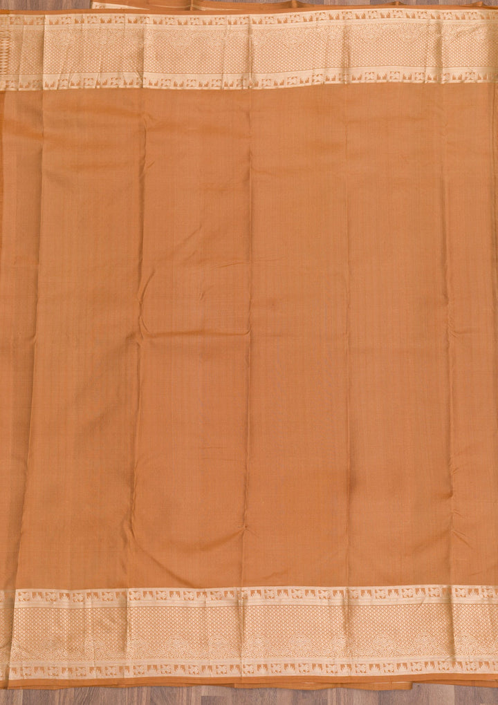 Light Brown Zariwork Pure Silk Saree-koskii