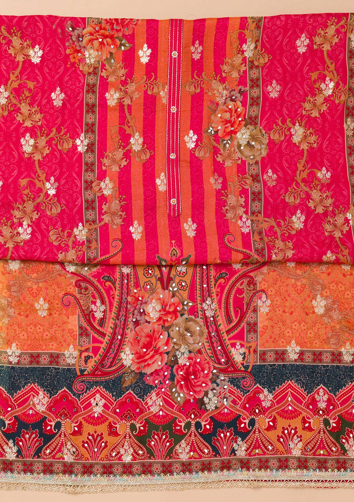 Maroon Printed Georgette Unstitched Salwar Suit-Koskii