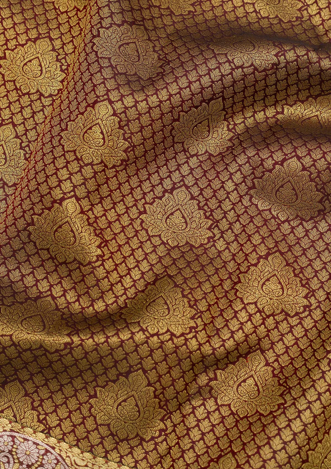 Maroon Zariwork Pure Silk Saree-Koskii